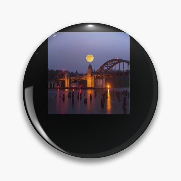 Item preview, Full Moon Balanced on Siuslaw River Bridge at Dawn designed and sold by WEARPARTS.