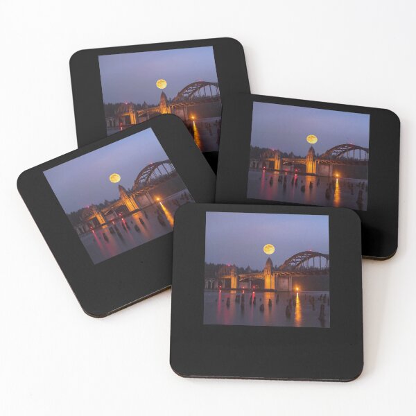 Item preview, Full Moon Balanced on Siuslaw River Bridge at Dawn designed and sold by WEARPARTS.