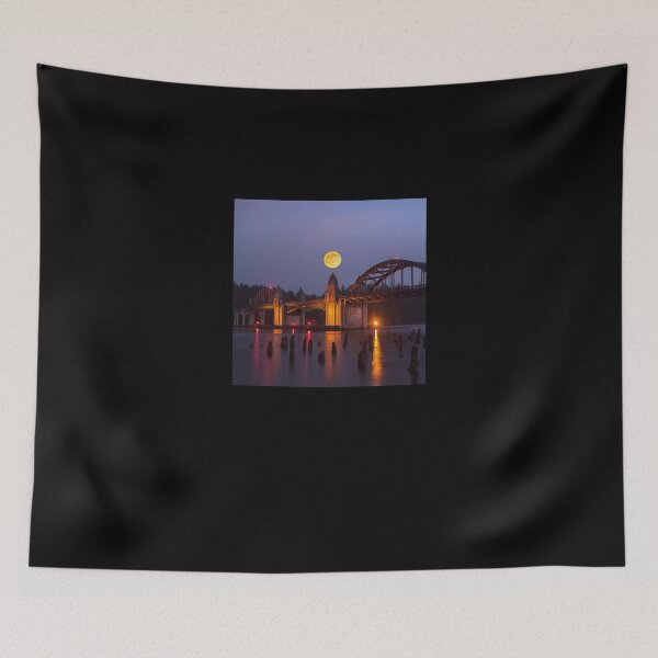 Item preview, Full Moon Balanced on Siuslaw River Bridge at Dawn designed and sold by WEARPARTS.