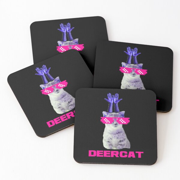 Item preview, Cat with sunglasses pixel retro with hands as antlers designed and sold by emm-j.