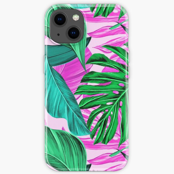 Feuilles de palmier, conception de texture de peinture d'art de flore tropicale. Housse pour iPhone et Samsung Galaxy Coque souple iPhone