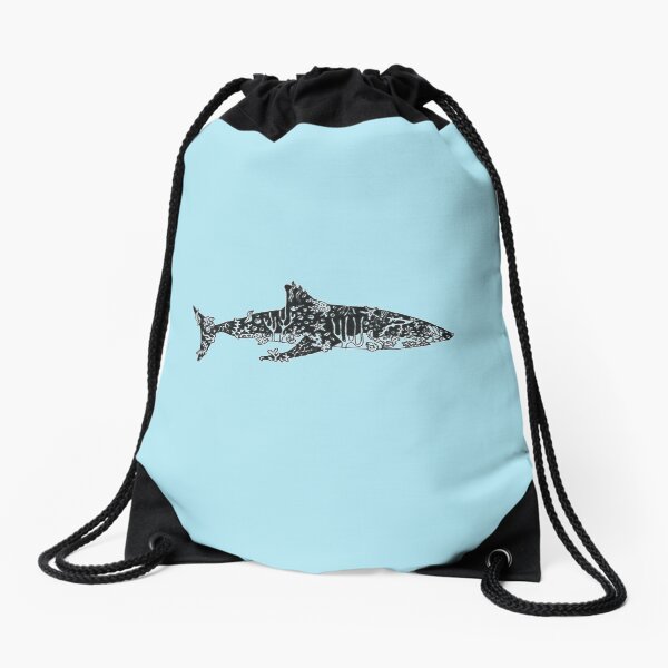 Coral reef shark Drawstring Bag