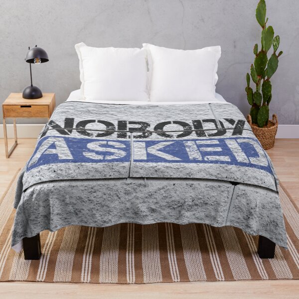 Item preview, Nobody asked graffiti Black, blue, grey stone wall - sarcastic designed and sold by Honest-Quotes.