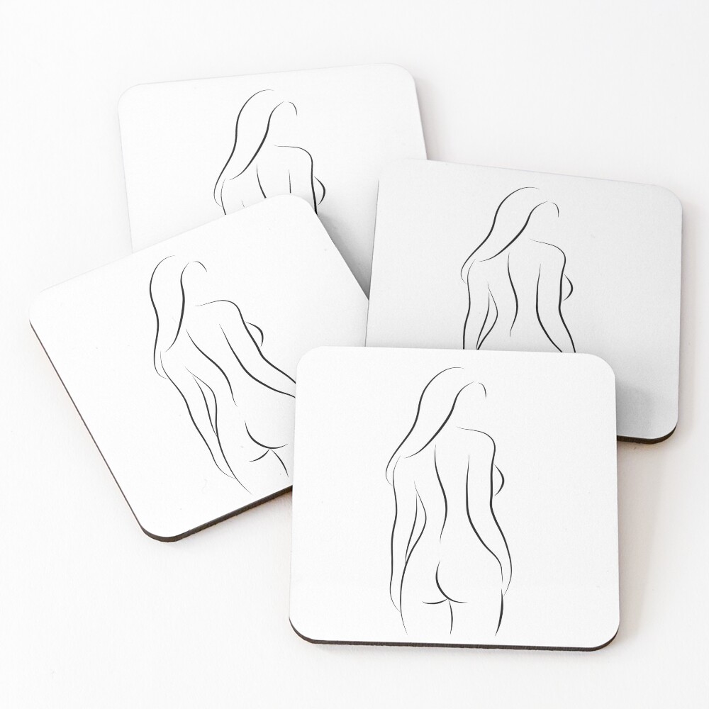 Nude Line Art Woman - Easy On the Eyes Emma Coasters (Set of 4)