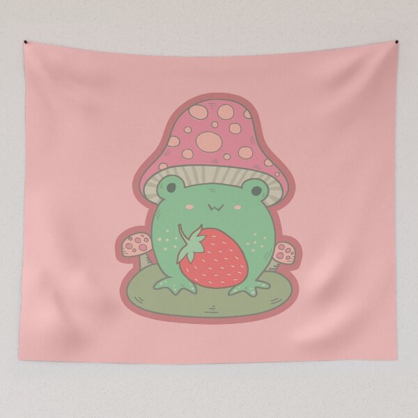 Item preview, Strawberry Frog Cottagecore Aesthetic designed and sold by GrimButterfly.