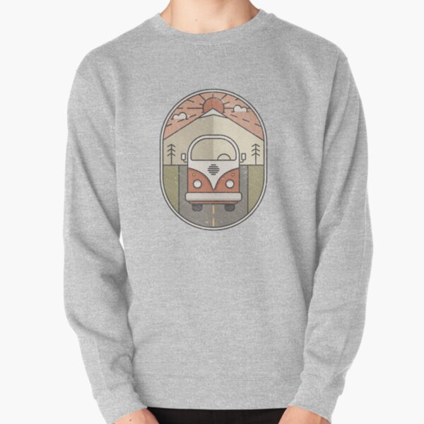 Travel van on the road (color version) Pullover Sweatshirt