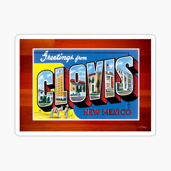 "Clovis New Mexico Vintage Souvenir Post Card" Sticker by