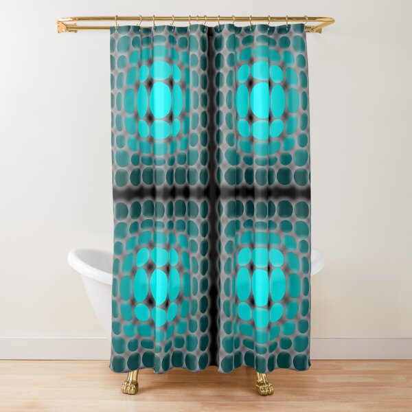 Homage to Vasarely 210325 - Teal Glowing for Alice Shower Curtain