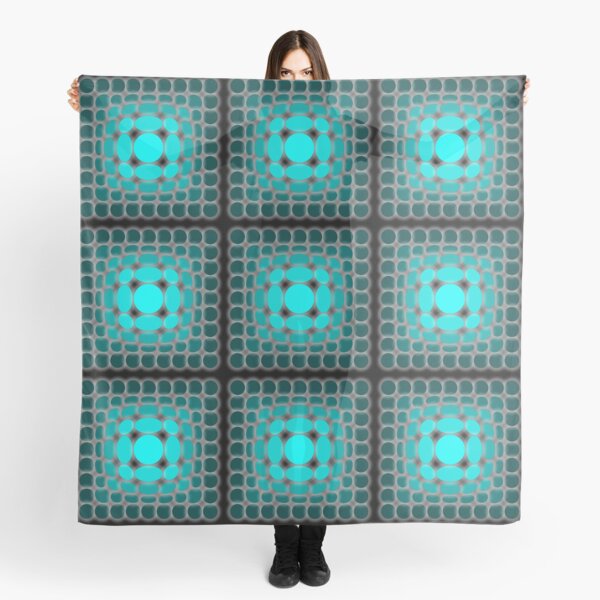 Homage to Vasarely 210325 - Teal Glowing for Alice Scarf