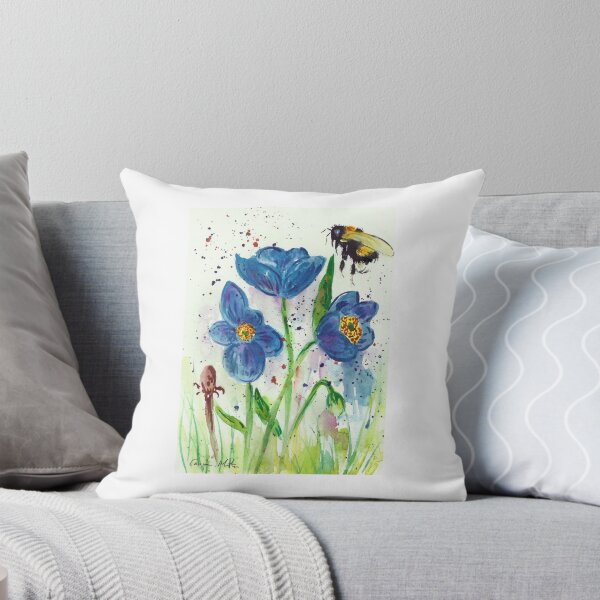 Aperçu de l'œuvre Bumble bee parmi les coquelicots bleus créée et vendue par Casimirasart.