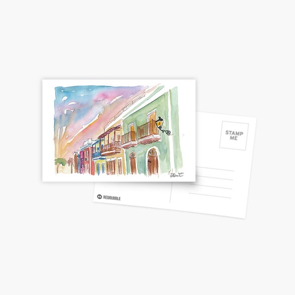 San Juan Puerto Rico Colonial Street Scene Postcard