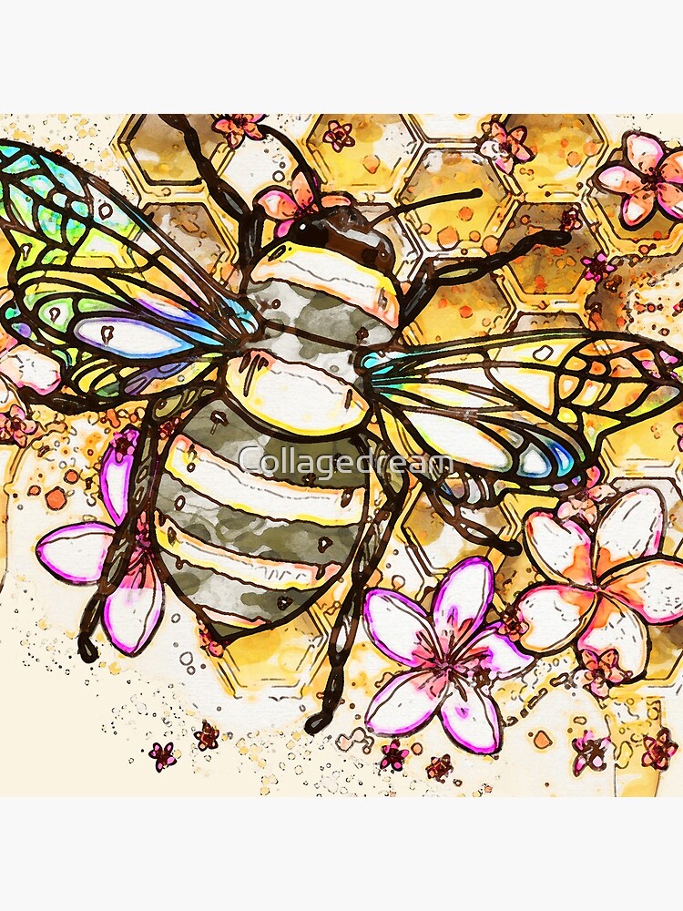 Cute Honey Heart And Bee In Watercolor  Poster for Sale by Oirabot