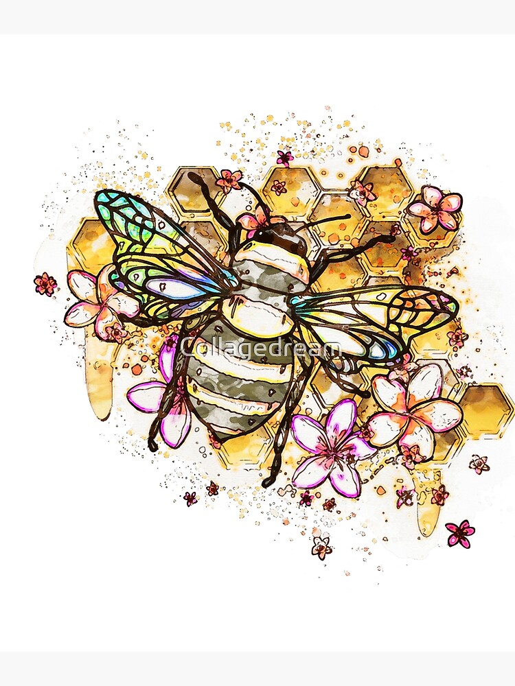 Cute Honey Heart And Bee In Watercolor  Poster for Sale by Oirabot