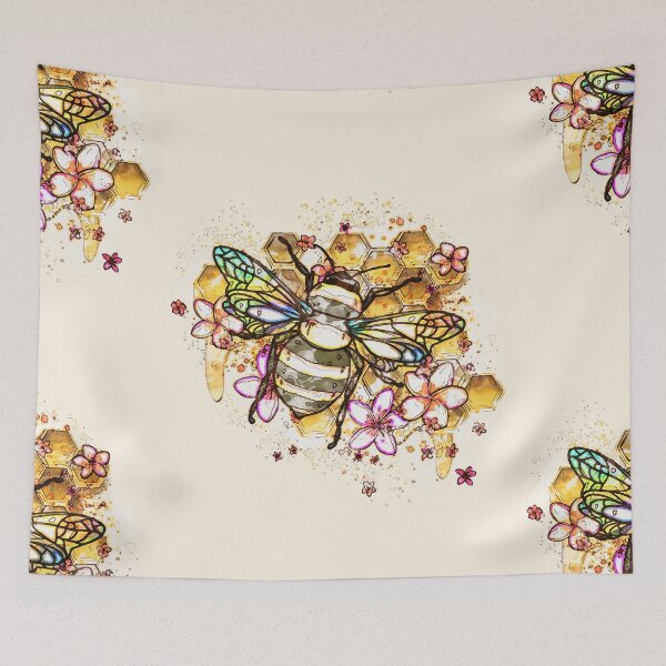 Item preview, Save the bees, flowers and honey watercolor style designed and sold by Collagedream.