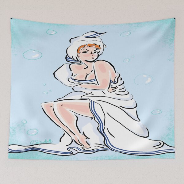 Item preview, Vintage Girl Wrapped in a Towel designed and sold by BabydollArt.