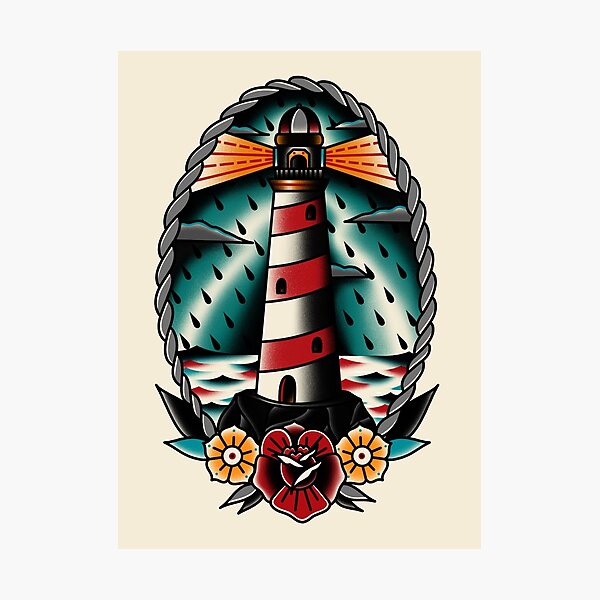 Item preview, Lighthouse Traditional Tattoo Style designed and sold by Bauod13.