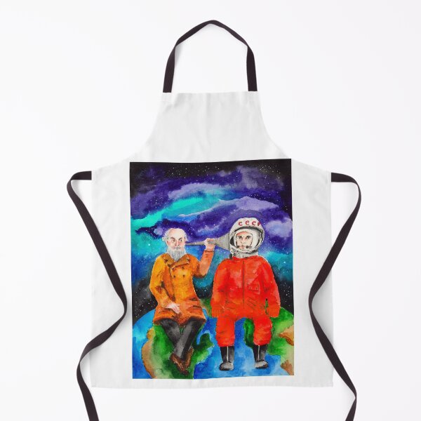 Item preview, Watercolor picture of the first Russian cosmonaut Yuri Gagarin and scientist KonstantinTsiolkovsky designed and sold by Bellefotos.