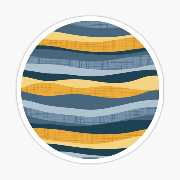 Horizontal lines intersection // white yellow and blue stripes Sticker