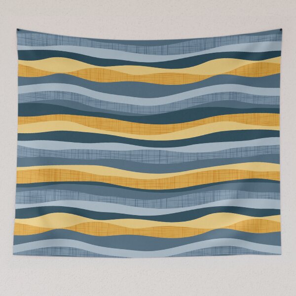 Item preview, Horizontal lines intersection // white yellow and blue stripes designed and sold by SelmaCardoso.