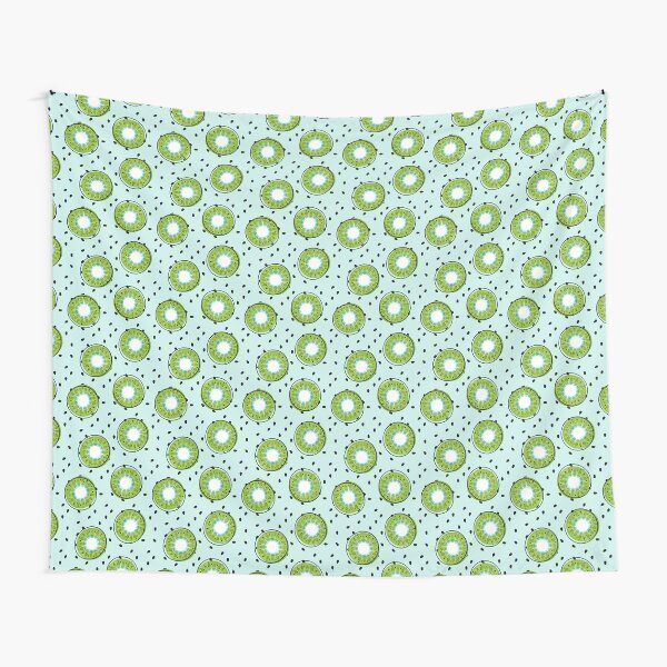 Illustrated Kiwis on Blue Tapestry