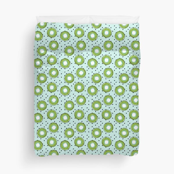 Illustrated Kiwis on Blue Duvet Cover