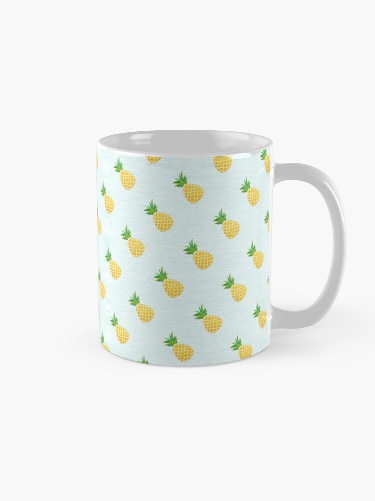 Alternate view of Light blue hand drawn pineapples Coffee Mug