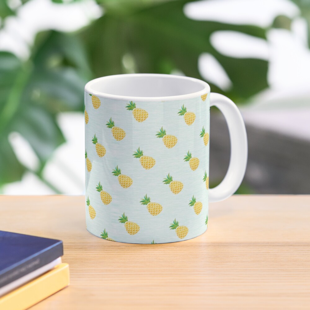 Light blue hand drawn pineapples Coffee Mug