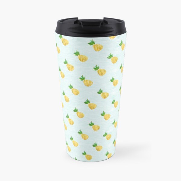Light blue hand drawn pineapples Travel Coffee Mug