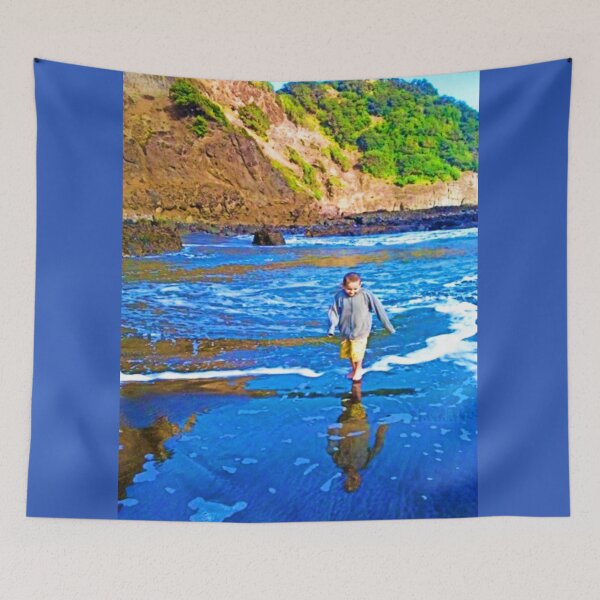 Item preview, Stunning New Zealand beach with boy playing in surf designed and sold by CristalleLisa.