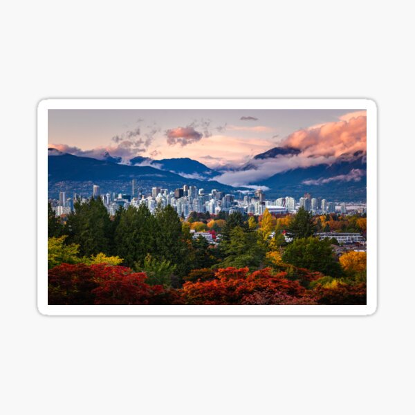 Vancouver, B.C. Autumn Skyline Sticker