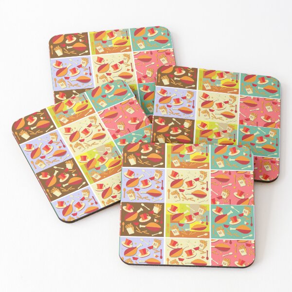 Item preview, Fast food, template, colorful blocks, depicting a chicken, potatoes, a cup. designed and sold by Svetaslavna.