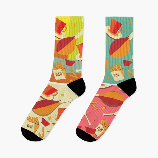 Item preview, Fast food, template, colorful blocks, depicting a chicken, potatoes, a cup. designed and sold by Svetaslavna.