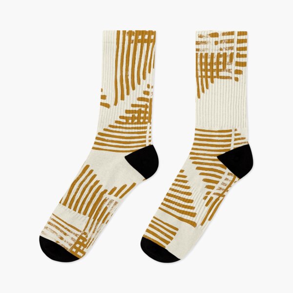 Item preview, Striped Triangle Geometric Block Print in Mustard Yellow designed and sold by House of Haha.