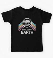 Vintage Spaceship Earth with Distressed Logo in Retro Style Kids Tee