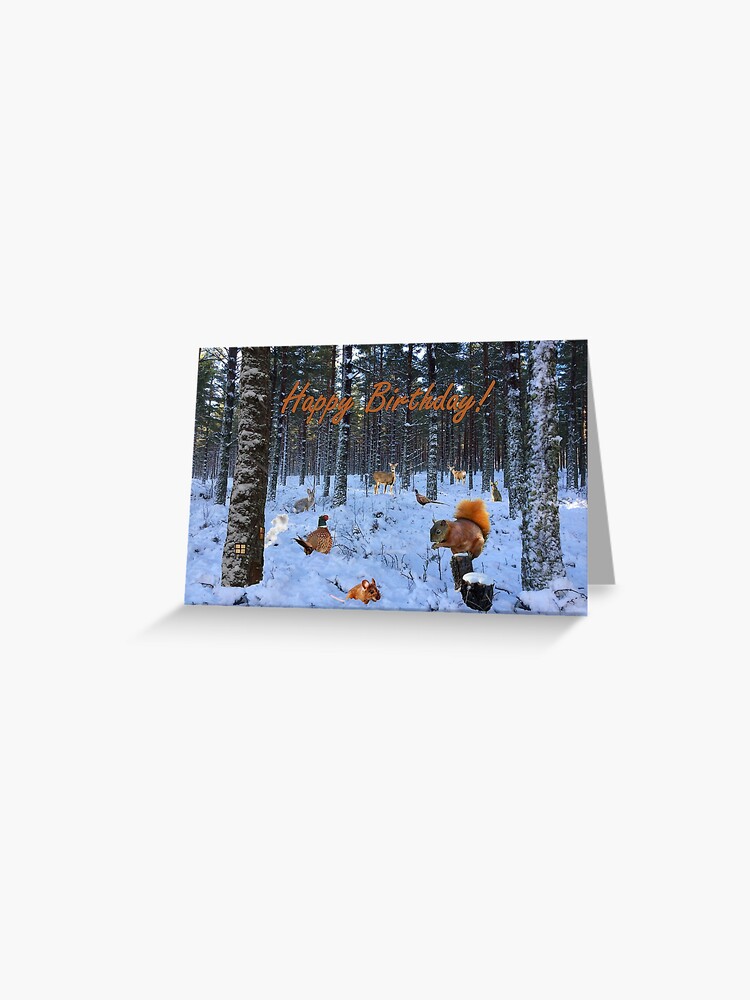 Thumbnail 1 of 2, Greeting Card, Winter Woodland - Children's Birthday Card designed and sold by EuniceWilkie.