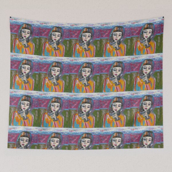 Item preview, a pensive girl with big eyes stands by the sea designed and sold by Isakova-nebesi.
