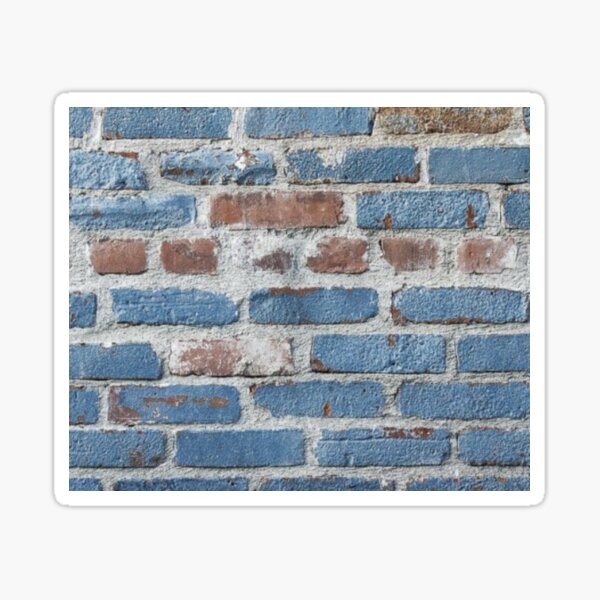 Wall. wall, brick, with blue, red, small brick, burnt clay, clay brick, earth Sticker