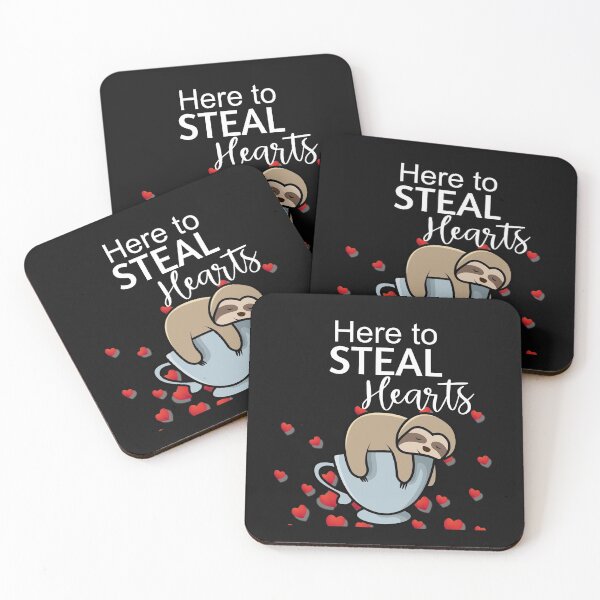 Artikelvorschau, Hier, um Herzen zu stehlen - Süße Teetasse aus grauem Faultier - Valentinstag - Muttertag entworfen und verkauft von DiensDesign.