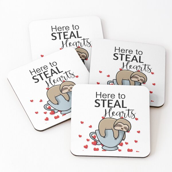 Artikelvorschau, Hier, um Herzen zu stehlen - Süße Teetasse mit grauem Faultier - Valentinstag - Muttertag entworfen und verkauft von DiensDesign.
