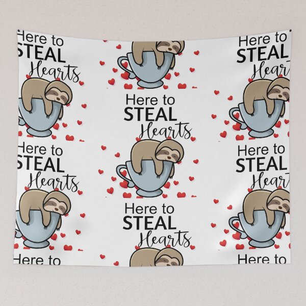 Artikelvorschau, Hier, um Herzen zu stehlen - Süße Teetasse mit grauem Faultier - Valentinstag - Muttertag entworfen und verkauft von DiensDesign.