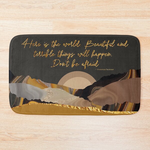 Item preview, Here is the World Frederick Buechner Life Quote Marble Golden Abstract Landscape designed and sold by SparrowsEndArt.