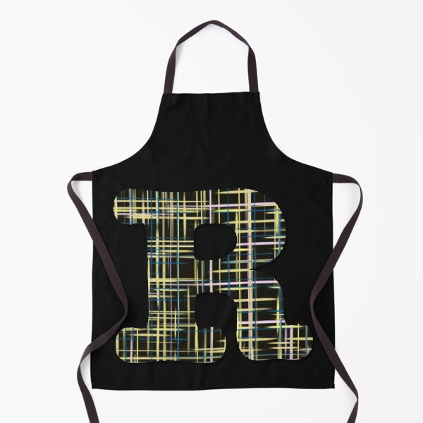Item preview, R Alphabet Letter Yellow Lines Black Grid Monogram designed and sold by AMSonArt.