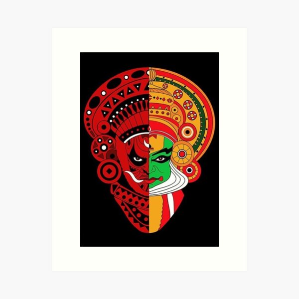 indian kathakali dancer face decorative modern vector | Stock vector |  Colourbox
