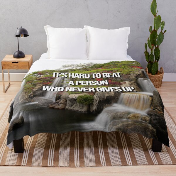 Item preview, Nature Inspirational Quote - It's hard to beat a person who never gives up. designed and sold by 2Girls1Shirt.
