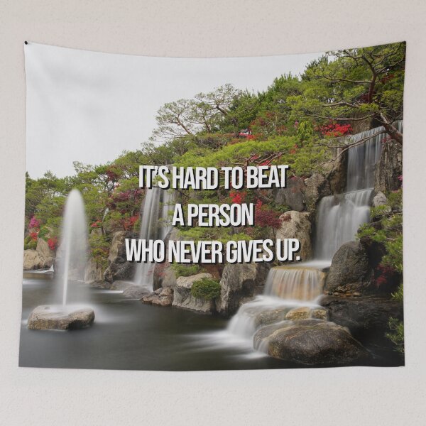 Item preview, Nature Inspirational Quote - It's hard to beat a person who never gives up. designed and sold by 2Girls1Shirt.