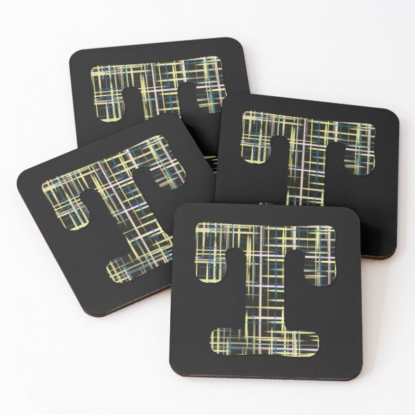 Item preview, T Alphabet Letter Yellow Lines Black Grid Monogram designed and sold by AMSonArt.