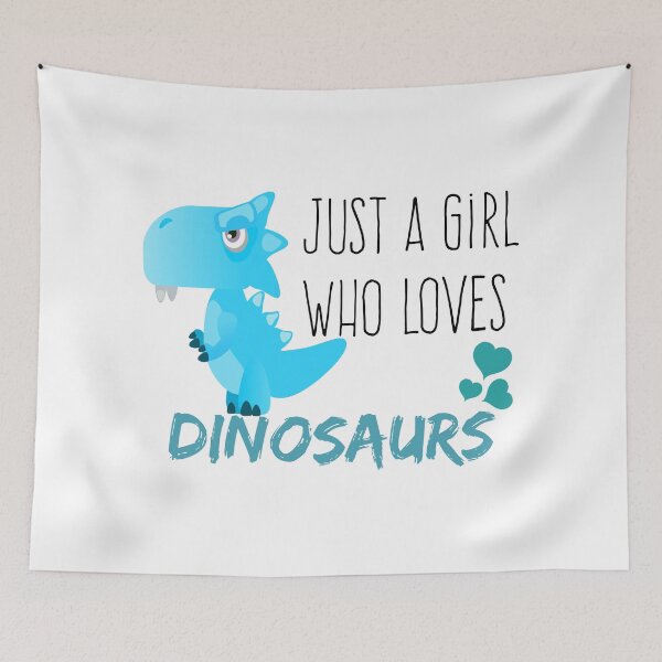 Item preview, just a girl who loves dinosaurs cute blue dino. designed and sold by mikrocosmox.