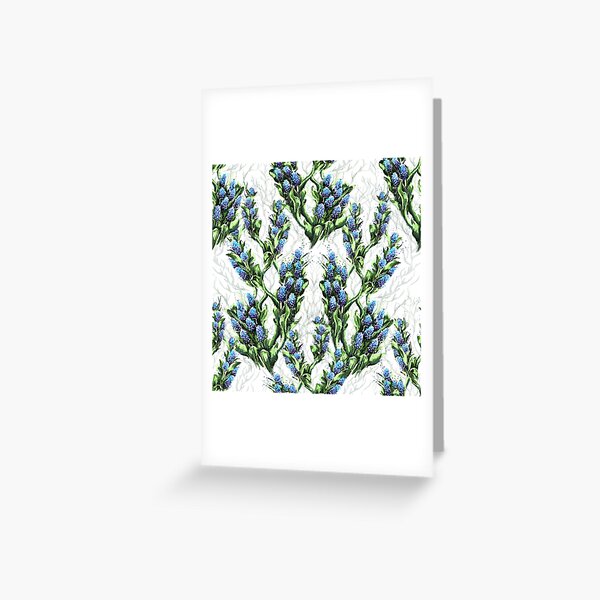 Bloom floral bleuté printanier fond blanc Carte de vœux