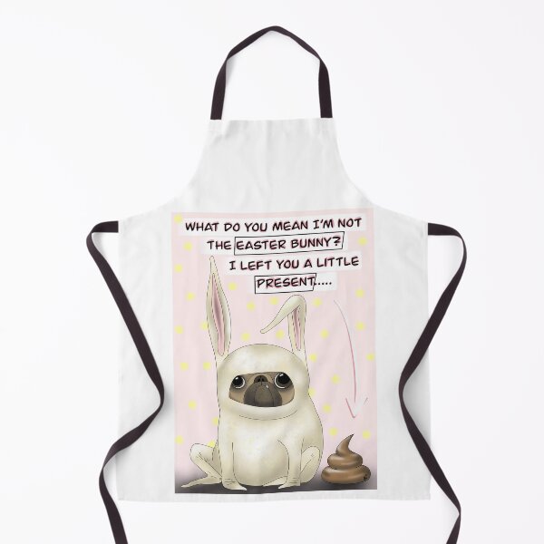 Item preview, Funny cute pink pug Easter bunny illustration, funny Easter greetings. What do you mean I’m not the Easter bunny?  designed and sold by AlexisNox.