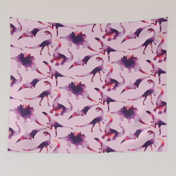 Item preview, Dinosaurs #1 - Purple and Pink Tie Dye Dinosaur Silhouette Pattern designed and sold by TheRainbowRoom.